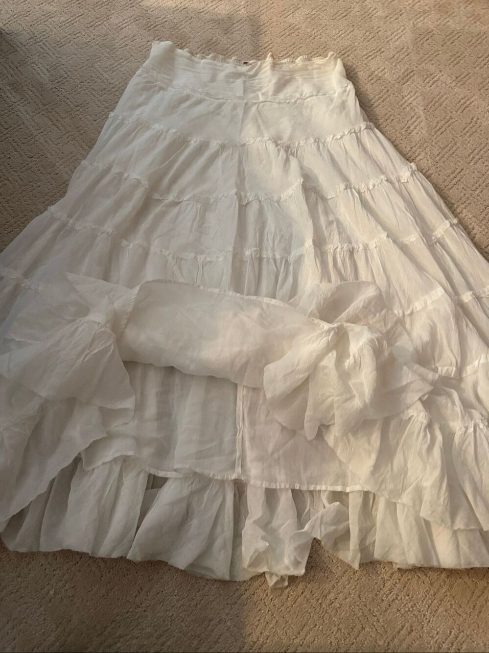Free People Stuck in A Moment Cream Puff White Cotton Tiered Maxi Skirt - Picture 6 of 11
